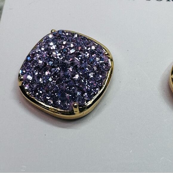 Kate Spade -Clay Pavé Square Stud Earrings, EUC, Violet and Gold - Picture 8 of 9